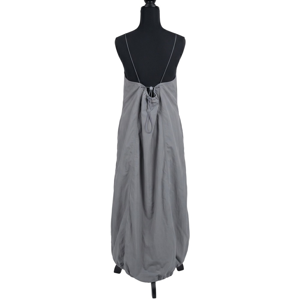 ZARA Grey Parachute Maxi Dress Halter Low Back Adjustable Bubble Hem Large - Picture 5 of 8